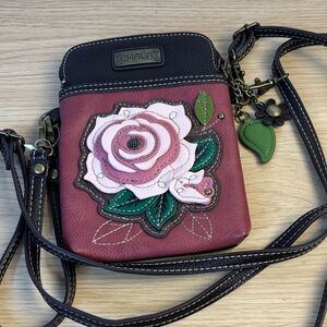 Chala Rose Design Cell Phone Bag in Pink and Brown NWOT